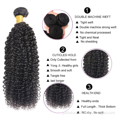 Natural Color 9-10A Grade Raw Remy Hair Extension Cuticle Aligned Human Hair Bundles Curly 8-40Inches Long Virgin Hair